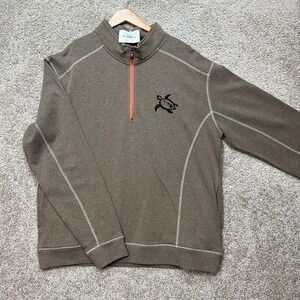 Crazy Shirts Pullover Mens XL Brown Long Sleeve 1/4 Zip Paradise Honu HI EUC